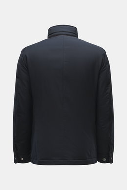 Rear view of the Moorer Down Jacket 'Pagni' navy, Slim Fit with stand-up collar, snap buttons on cuffs, made of water-repellent microfiber.