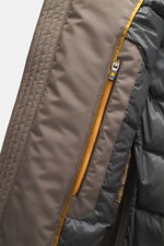 Moorer Down jacket 'Albini' anthracite close-up from inside perspective showing water-repellent microfiber, zipper, quilted lining.