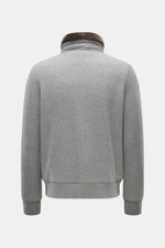 Moorer Daunenblouson 'Levion' grau meliert, Rückansicht, Slim Fit, Mix aus Wolle und Cashmere, weicher Griff, Stehkragen mit Lammfell, Windblende, Daunenfüllung.