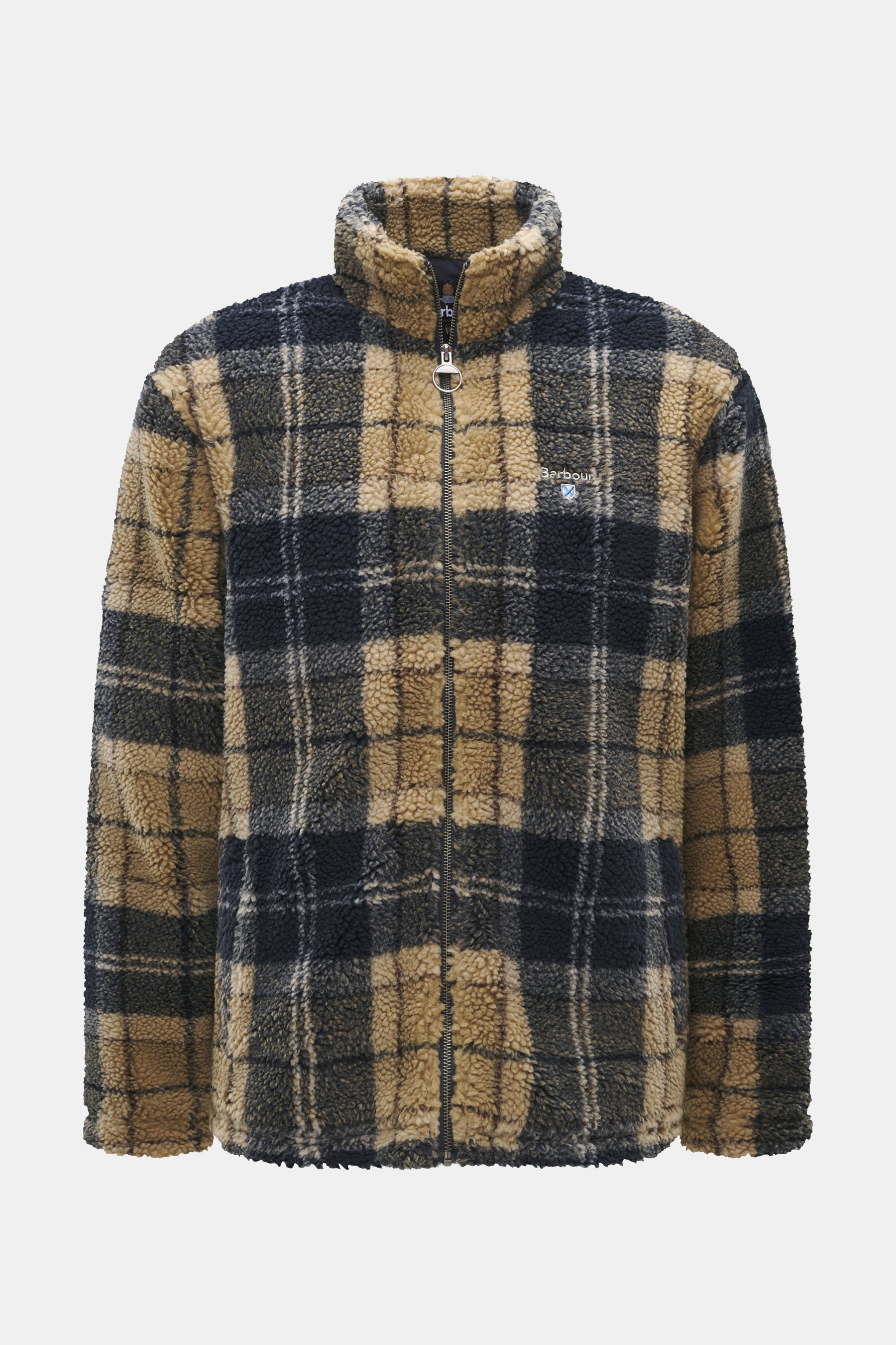 Barbour Fleecejacke 'Tartan Sherpa' beige/navy kariert