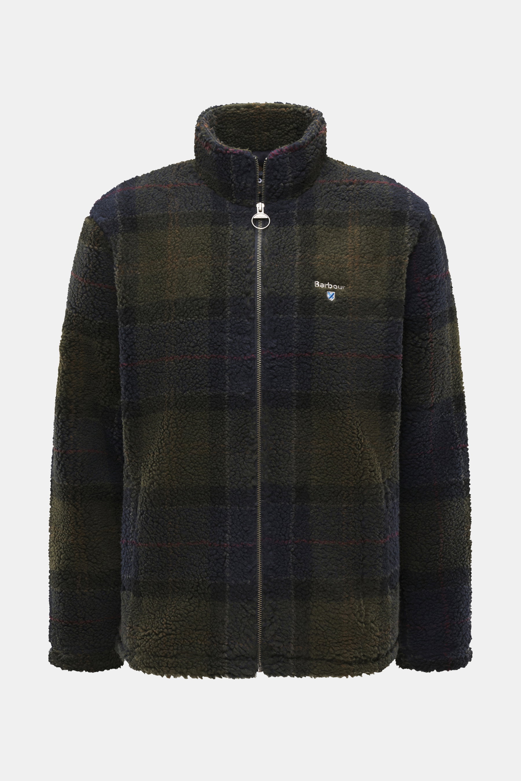 Fleecejacke 'Tartan Sherpa' navy/oliv/bordeaux kariert