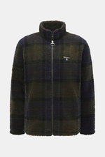 Front view of Barbour Overshirt 'Woodlane' navy/beige/bordeaux kariert, soft brushed wool-mix with classic check pattern, regular fit, zip closure, high collar. Kanadisches Holzfällerkaro, neu gedacht: Der gebürstete Woll-Mix fühlt sich weich an, hält ang
