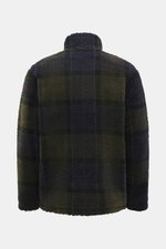 Barbour Overshirt 'Woodlane' navy/beige/bordeaux kariert shown from the back, made of soft wool-mix fleece, classic plaid pattern, regular fit, brushed texture, warm and lightweight. Kanadisches Holzfällerkaro, neu gedacht: Der gebürstete Woll-Mix fühlt s