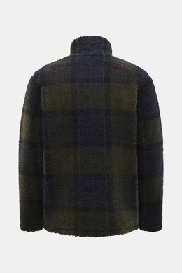 Barbour Overshirt 'Woodlane' navy/beige/bordeaux kariert shown from the back, made of soft wool-mix fleece, classic plaid pattern, regular fit, brushed texture, warm and lightweight. Kanadisches Holzfällerkaro, neu gedacht: Der gebürstete Woll-Mix fühlt s