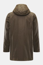 Rear view of Barbour Wax parka 'Bedale' brown in hard-wearing waxed cotton with adjustable hood and hem, slim fit, and raglan sleeves.

Description: <p>An icon among wax jackets, the BARBOUR 'Bedale' returns this season as a parka, with extra length and e