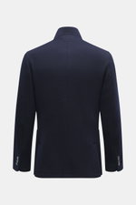 Fedeli Cashmere Jacke navy von hinten, Slim Fit, Stehkragen, reine Cashmere, weicher Griff, Vier-Knopf-Leiste, Brust- & Hüfttaschen, halb gefüttert, Seitenschlitze, Kissing Buttons, zwei Innentaschen.