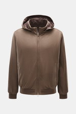 Fedeli Cashmere Wendeblouson 'Stop' braun meliert, frontal aufgenommen, mit Kapuze, verdecktem Reißverschluss, Rippbündchen, aus Cashmere und Microfaser.