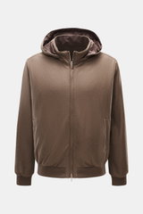 Fedeli Cashmere Wendeblouson 'Stop' braun meliert, frontal aufgenommen, mit Kapuze, verdecktem Reißverschluss, Rippbündchen, aus Cashmere und Microfaser.