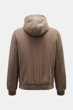 Fedeli Cashmere Wendeblouson 'Stop' braun meliert, Rückansicht mit Kapuze, Slim Fit, weicher Flannel, Rippbündchen, technische Microfaser innen.