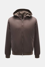 Fedeli Cashmere Wendeblouson 'Stop' braun meliert, frontal mit Kapuze, Fronttaschen und Zwei-Wege-Reißverschluss, Slim Fit, weicher Griff.