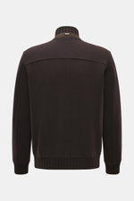 Fedeli Cashmere-Blouson 'Surreale' dunkelbraun, Rückansicht, Slim Fit, reiner Cashmere, weicher Griff, Rippstrickkragen, elastischer Saum und Ärmelbündchen.
