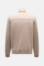 Fedeli Cashmere-Blouson 'Surreale' beige, Rückansicht, Slim Fit, reiner Cashmere, weicher Griff, Rippstrickkragen, elastische Bündchen, glatte Knopfleiste.