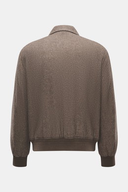 Montecore Daunenblouson dunkelbraun/beige gemustert, Rückansicht, Regular Fit, Mix aus Cashmere und Seide, softer Griff, Umlegekragen, elastische Bündchen.