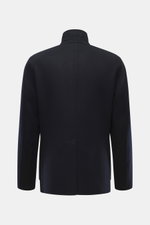Montecore Cashmere Jacke navy, aus reiner Cashmere, Slim Fit, variabler Reverskragen, Rückenansicht, sehr weicher Griff, ungefüttert, mit Rückenmittelschlitz.