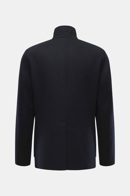 Montecore Cashmere Jacke navy, aus reiner Cashmere, Slim Fit, variabler Reverskragen, Rückenansicht, sehr weicher Griff, ungefüttert, mit Rückenmittelschlitz.
