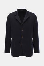 Montecore Cashmere Jacke navy, frontal fotografiert, Slim Fit, reiner Cashmere, weicher Griff, Vier-Knopf-Stil, variabler Reverskragen, aufgesetzte Hüfttaschen, Rückenmittelschlitz, ungefüttert, eine Innentasche.