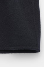 Close-up front view of Montecore Cashmere Jacket navy showing pure cashmere fabric with soft touch, slim fit, and double-breasted style.