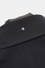 Close-up rear view of the Montecore Down jacket dark navy showing the stand-up collar, high-quality microfiber, and rear metal logo.