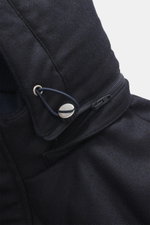 Close-up front-side view of Mandelli Down jacket navy showing navy virgin wool and cashmere fabric, zipper, and drawstring detail.

Description: <p>Luxurious wearing comfort for the cold season: The down jacket by MANDELLI made of virgin wool and cashmere