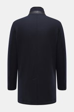 Mandelli Cashmere Kurzmantel navy, Rückansicht, Jersey aus Cashmere, Slim Fit, Stehkragen mit Nerzbesatz, Innenfutter aus Nerz, Rückenmittelschlitz.