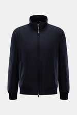 Colombo Kid Cashmere Blouson navy, frontale Nahaufnahme, Slim Fit, reiner Kid Cashmere, wasserabweisend, Stehkragen, Nerzfellfutter, Thermometer.