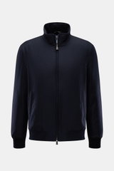 Colombo Kid Cashmere Blouson navy, frontale Nahaufnahme, Slim Fit, reiner Kid Cashmere, wasserabweisend, Stehkragen, Nerzfellfutter, Thermometer.