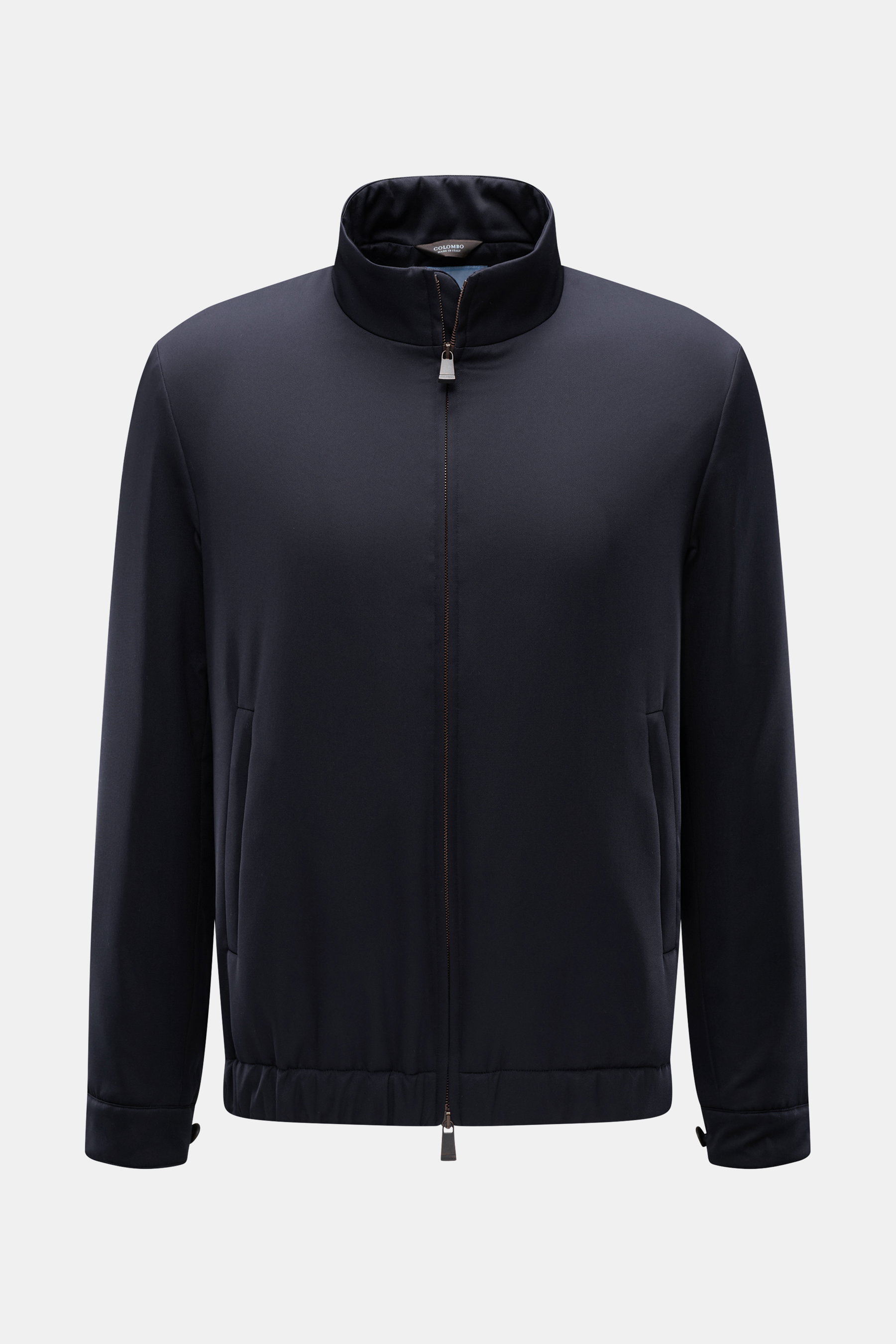 Vorderansicht Colombo Blouson 'Roadster' navy mit hochschließendem Stehkragen, wind- und wasserabweisend aus ultraleichter Microfaser.