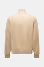 Jacob Cohen Cashmere Blouson beige in Slim Fit, Rückansicht, reiner Cashmere, Stehkragen aus Rippstrick, elastische Bündchen, sehr weich, zeitlos sportlich.