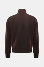 Rifugio Blouson 'Favola' brown shown from the back, slim fit soft wool-cashmere mix jacket with stand-up collar, blouson cuffs, and mink fur lining.