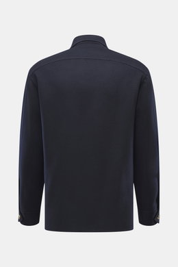 Rückansicht des Rifugio Overshirt navy, Slim Fit, aus weichem Wolle-Cashmere-Mix mit Umlegekragen, Manschetten, Unconstructed Design.