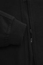 The Row Cashmere Blouson 'Olek' schwarz, Detailaufnahme von Ärmelbündchen und Zwei-Wege-Reißverschluss, weicher Griff, reiner Kaschmirfilz.