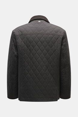 Rückansicht der braunen Agnona Steppjacke aus hochwertiger Microfaser, Regular Fit, glatter Griff, Umlegekragen mit Rippstrickbesatz.