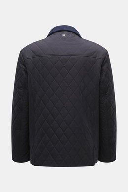 Rückansicht der Agnona Steppjacke navy aus hochwertiger Microfaser, Regular Fit, glatter Griff, Umlegekragen mit Rippstrickbesatz.