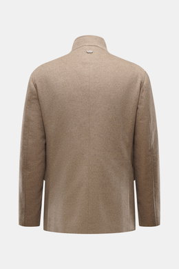 Agnona Cashmere Jacke beige meliert, Rückansicht, Slim Fit, reiner Cashmere, weicher Griff, leichte Wattierung, variables Revers, glattes Innenfutter, Seitenschlitze.
