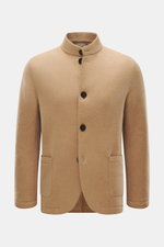 Lunaria Cashmere Cashmere Jacke beige, Slim Fit, ungefüttert, mit Reverskragen, Vier-Knopf-Stil, Fronttaschen, Rückenmittelschlitz, weicher Griff, Frontalansicht