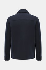 Back view of the Lunaria Cashmere Cashmere Jacke navy, photographed straight on, featuring reiner Cashmere, sehr weicher Griff, Slim Fit, Fünf-Knopf-Stil, Umlegekragen, schräge Fronttaschen, ungefüttert.