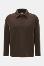 Front view of Lunaria Cashmere Cashmere Jacket dark brown, pure cashmere with very soft touch, slim fit, five-button style, notched collar, slanted front pockets, unlined.