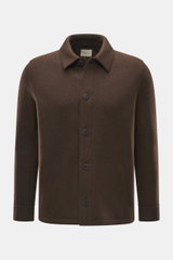 Front view of Lunaria Cashmere Cashmere Jacket dark brown, pure cashmere with very soft touch, slim fit, five-button style, notched collar, slanted front pockets, unlined.