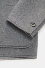 Close-up side view of the Ami Paris Grey Jacket sleeve and patch pocket, showing wool-cashmere blend, slim fit, button cuff.

Description: <p>Stylish through the transitional season: This jacket by AMI PARIS convinces with a casual cut made of wool and ca