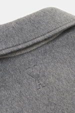 Close-up view of the Ami Paris Grey Jacket's wool-cashmere turn-down collar showcasing soft texture and fine stitching.

Description: 
<p>Stylish through the transitional season: This jacket by AMI PARIS convinces with a casual cut made of wool and cashme