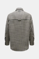 Rückansicht der Ami Paris Wolljacke schwarz/creme kariert aus Schurwolle und Microfaser, Regular Fit, Hahnentritt-Muster, Unconstructed Design, Logo-Patch.