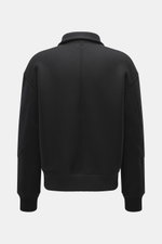 Back view of Jacquemus Blouson black made of pure new wool, soft touch, oversized fit, turn-down collar, smooth button placket, piped front pockets, elastic hem and sleeve cuffs.