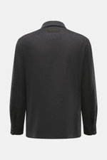 Zegna Cashmere jacket dark grey/black checkered shown from the back, pure cashmere, soft touch, slim fit, four-button placket, turn-down collar, patch front pockets, sleeve cuffs with buttons, rear side vents, half lined, two inside pockets.