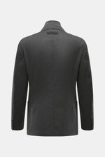 Zegna Cashmere Sakko dunkelgrau meliert, Rückansicht, Slim Fit, reiner Cashmere, sportive Double-Front, tailliert, fallendes Revers, Seitenschlitze, halb gefüttert.