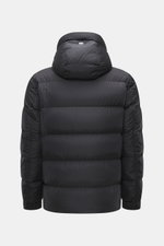 Herno Down jacket black shown from the back, made of high-quality microfiber with soft touch, warm down filling, regular fit, durable zipper, practical hood with drawstring, slanted hip pockets with zipper, smooth lining fabric, adjustable hem width, slee