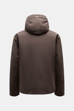Herno Daunenjacke dunkelbraun, Rückansicht mit Kapuze, sportive Winterjacke aus hochwertiger Microfaser, Daunenfüllung, Regular Fit, wasserabweisend.