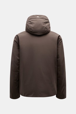 Herno Daunenjacke dunkelbraun, Rückansicht mit Kapuze, sportive Winterjacke aus hochwertiger Microfaser, Daunenfüllung, Regular Fit, wasserabweisend.