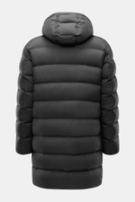 Herno Daunen-Kurzmantel dunkelgrau, Rückansicht mit Kapuze, Slim Fit, hochwertige Microfaser, wärmende Daunenfüllung, zwei Innentaschen, Zwei-Wege-Reißverschluss.