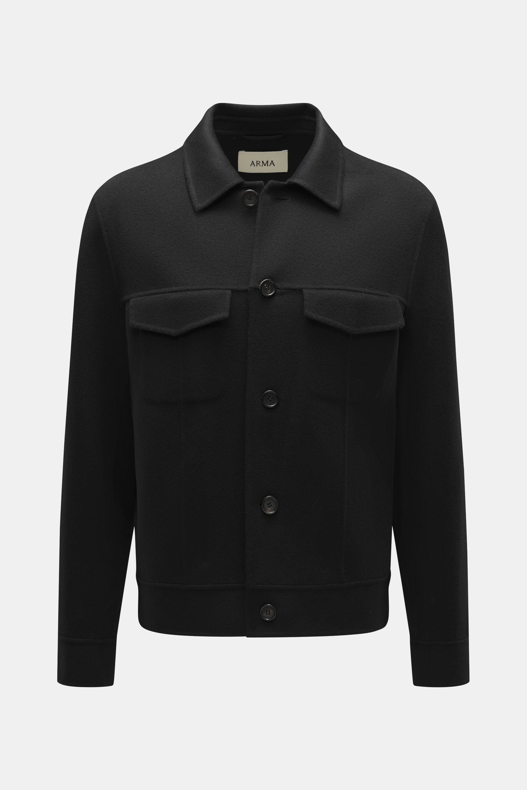 Arma Velourslederjacke 'Daniel' dark navy front view, soft suede, slim fit, spread collar, five-button placket, four pockets, button cuffs, unlined.