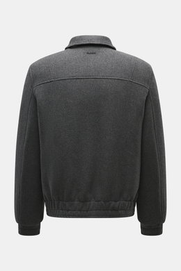 Closed Blouson dunkelgrau meliert, Rückansicht, Mix aus Wolle und Microfaser, Regular Fit, leichte Wattierung, Umlegekragen, elastische Bündchen, gesteppter Futterstoff.